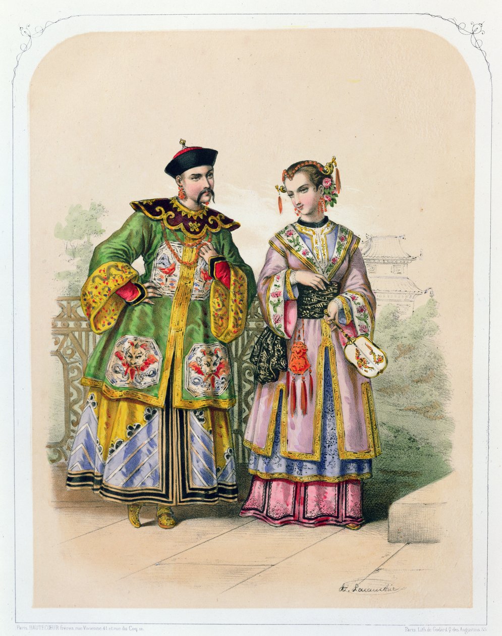 Çinli beyefendi ve hanımefendi, 19. yüzyılın ortalarında by French School
