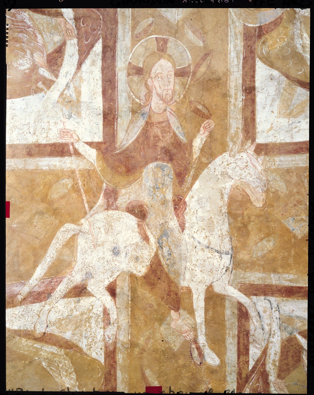 Christ on a White Horse, from the ceiling of the crypt  by French School