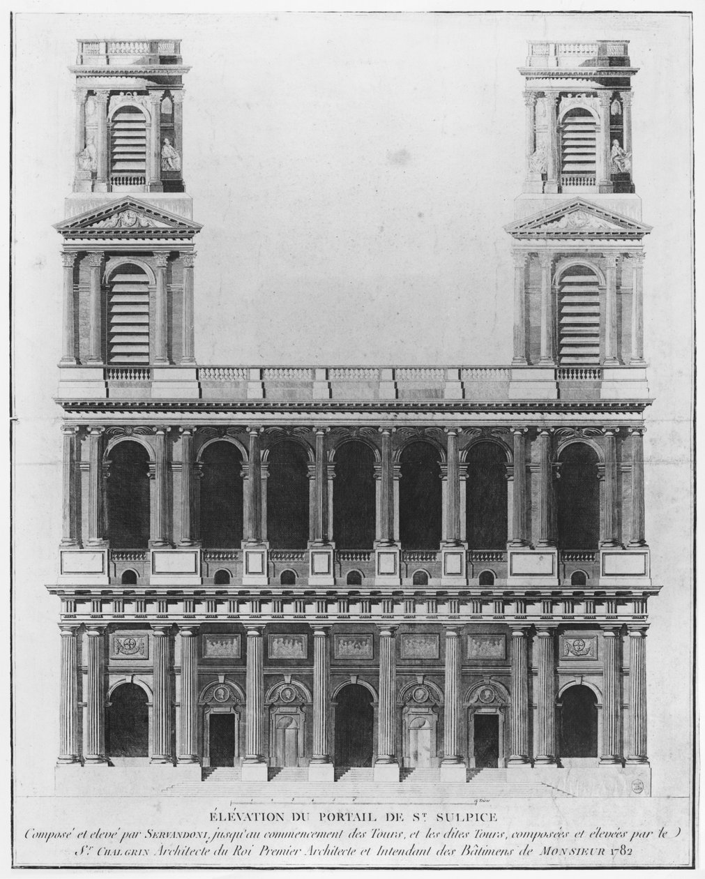 Saint-Sulpice Kilisesi, cephenin yüksekliği, Paris, 1782 by French School