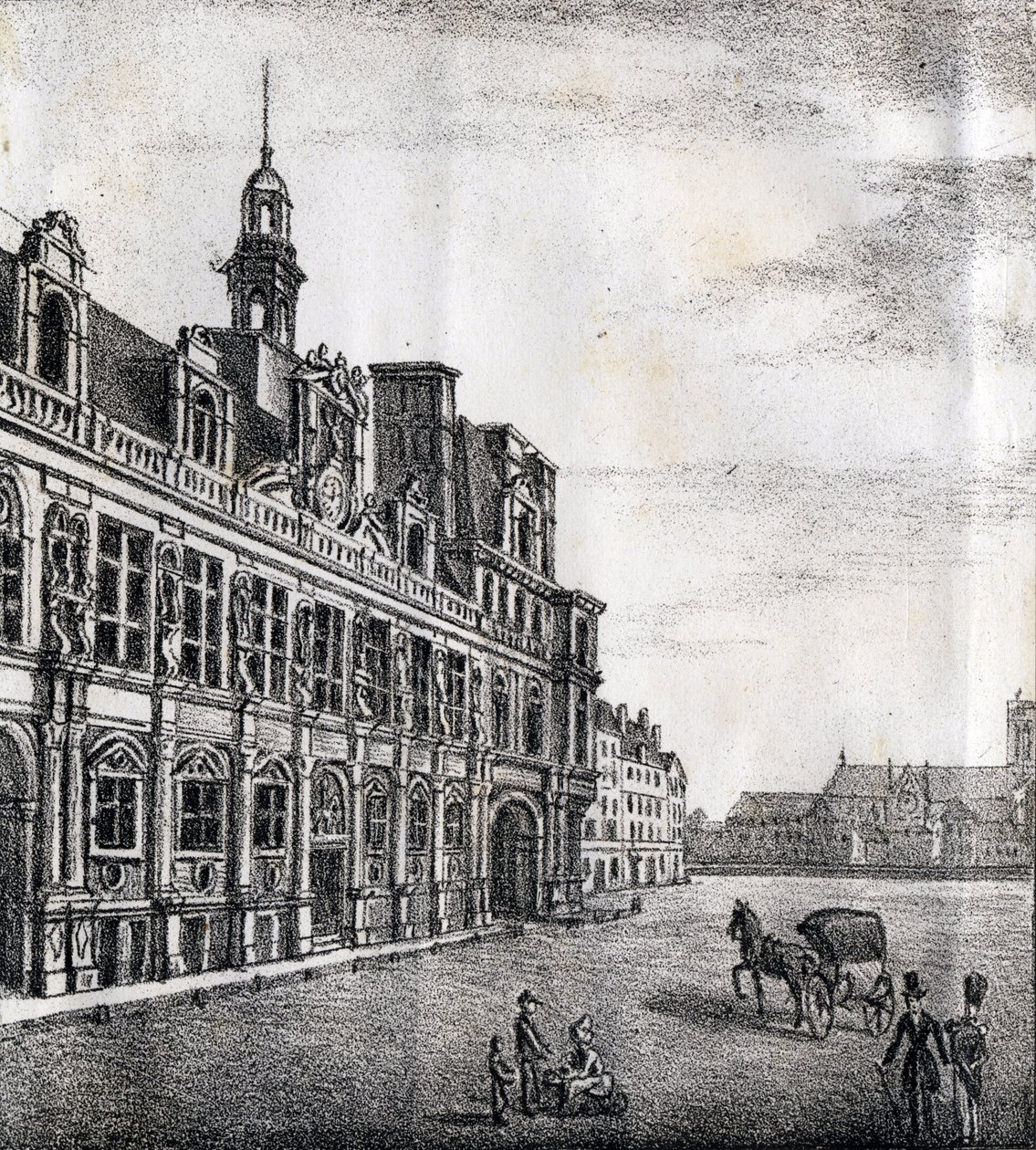Belediye Binası - "Alphabet Picturesque des Monumens de Paris” c.1840 (gravür) by French School