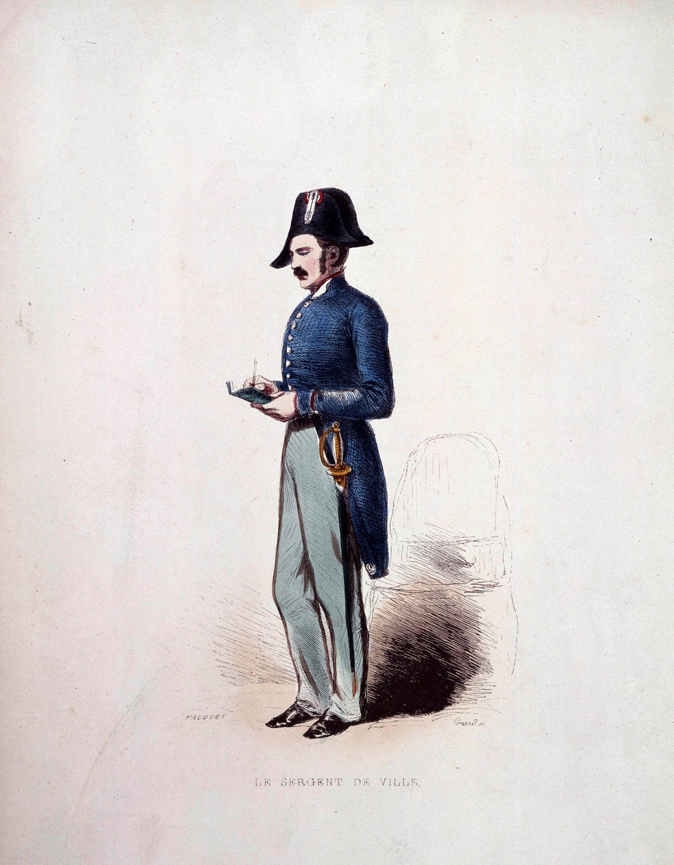 Temmuz Monarşisi (1830-1848) altındaki polis kuvvetlerinin Şehir Çavuş Üniforması 19. yüzyıl by French School