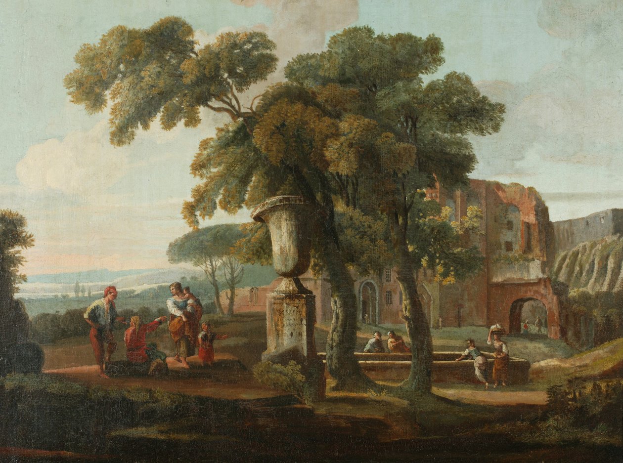 Vazolu klasik manzara, yaklaşık 1700 (tuval üzerine yağlı boya) by French School