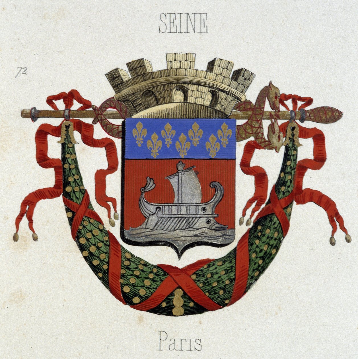 Paris Şehri arması - “” Armorial National de France””, H. Traversier, Paris by French School