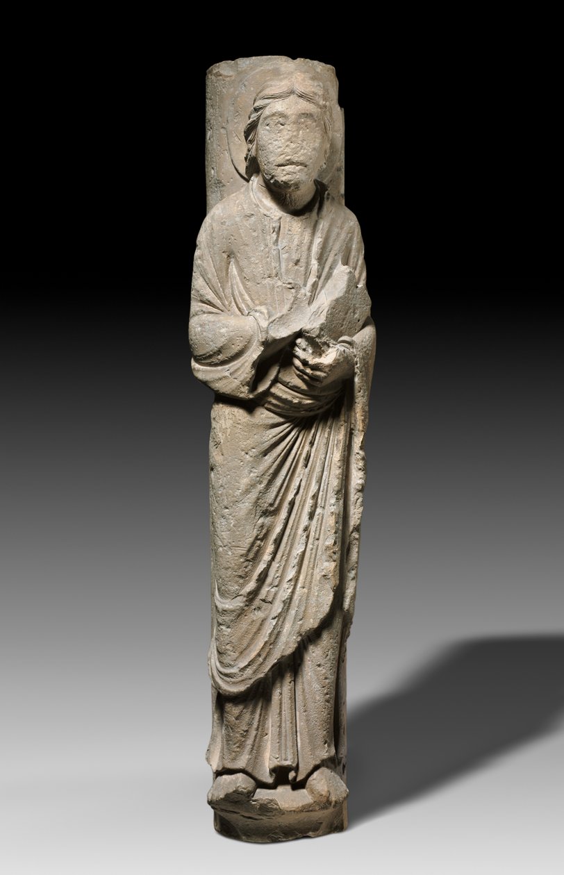 Bir Havarinin Sütunlu Figürü, Châlons-sur-Marne, c.1180 (kireçtaşı) by French School