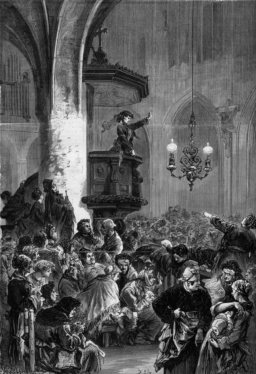 Paris Komünü: Paris'teki Saint Germain l'Auxerrois (Saint-Germain-l'Auxerrois) kilisesinde Kadınlar Kulübü oturumu by French School