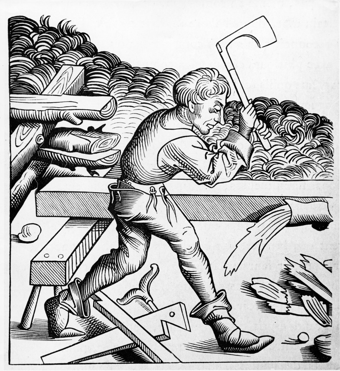 Görev Arkadaşı veya Büyük kesme baltasının yoldaşı, Carpenter, 15. yüzyıl sonu by French School
