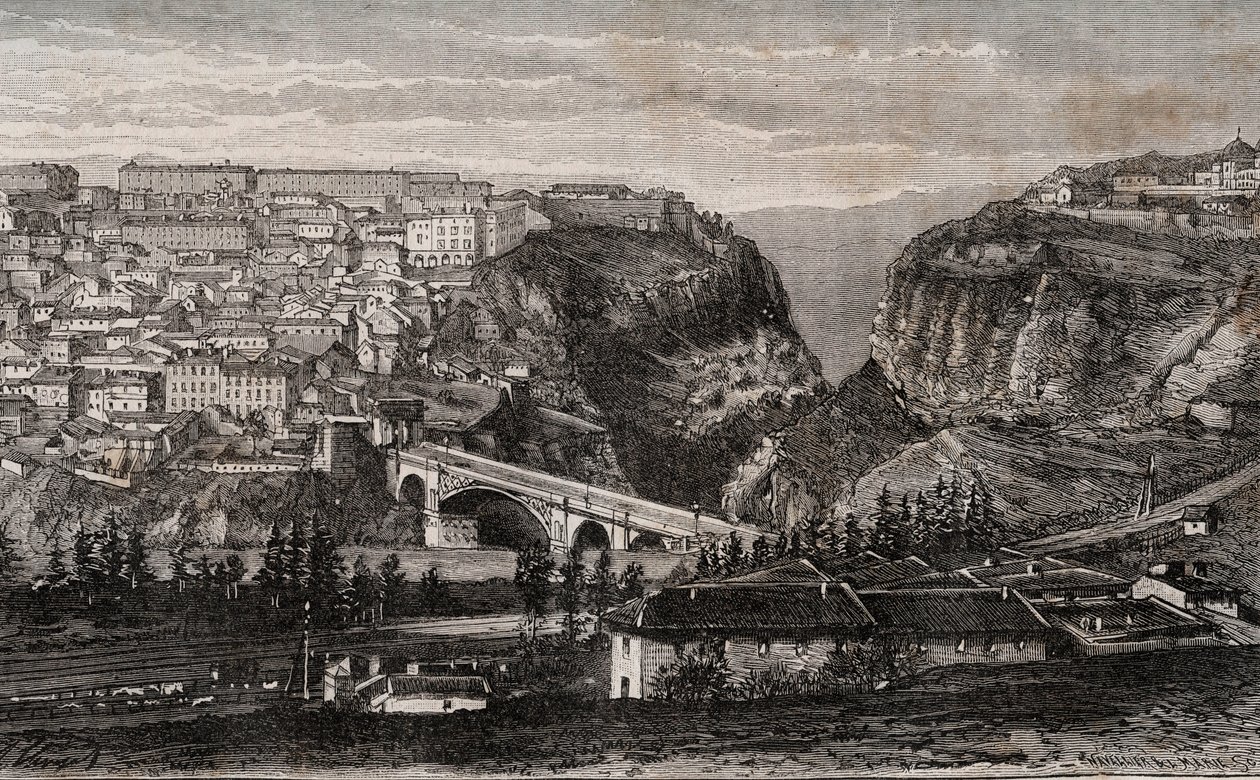 Konstantin (Cezayir) - VA Malt-Brown tarafından “” La France illustree: coğrafya, tarih, istatistiksel yönetim”” üzerine gravür. 1884 by French School
