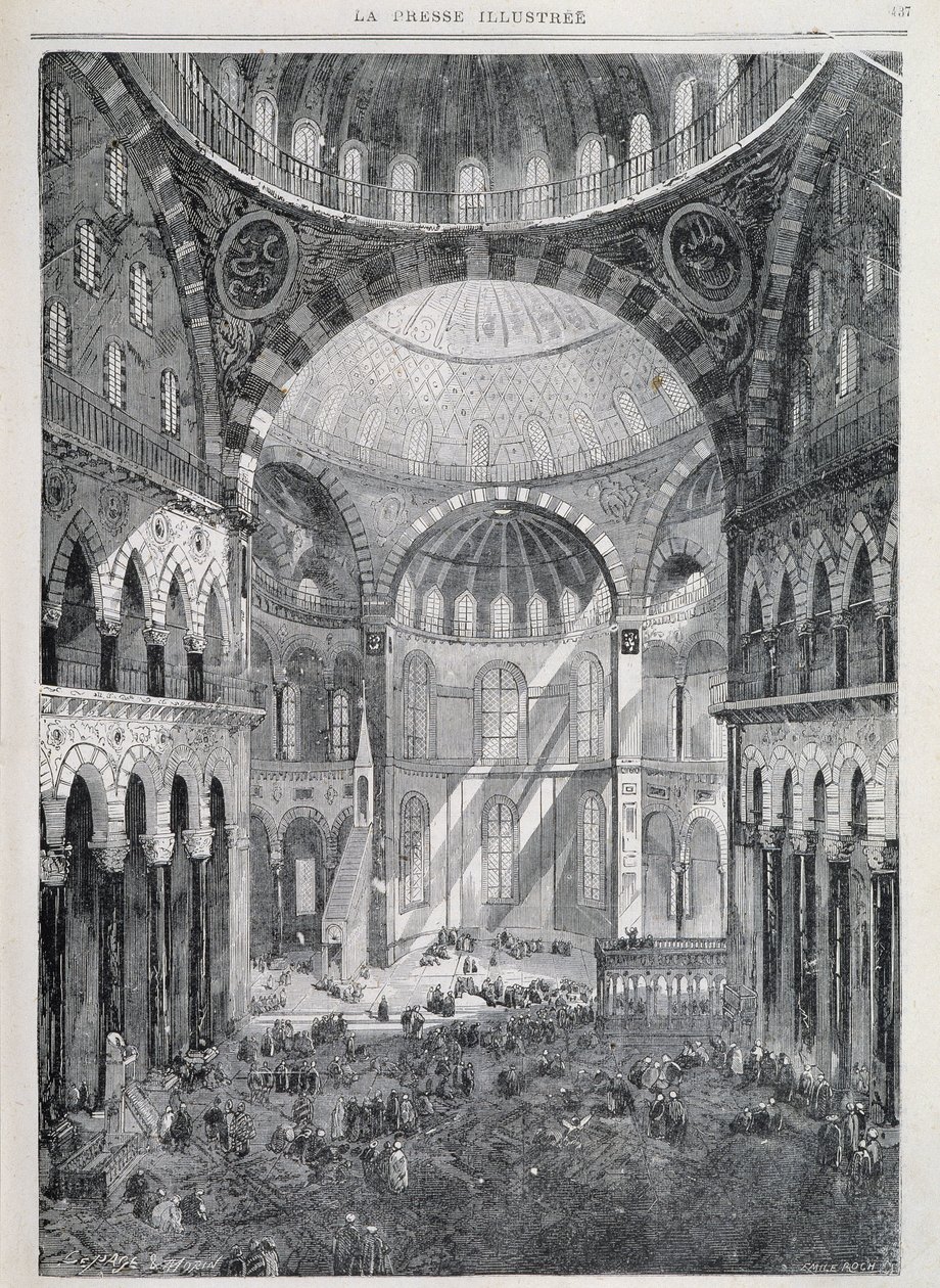 Konstantinopolis: Ayasofya Camii - “” La Presse Illustrée”de, Aralık 1869 by French School