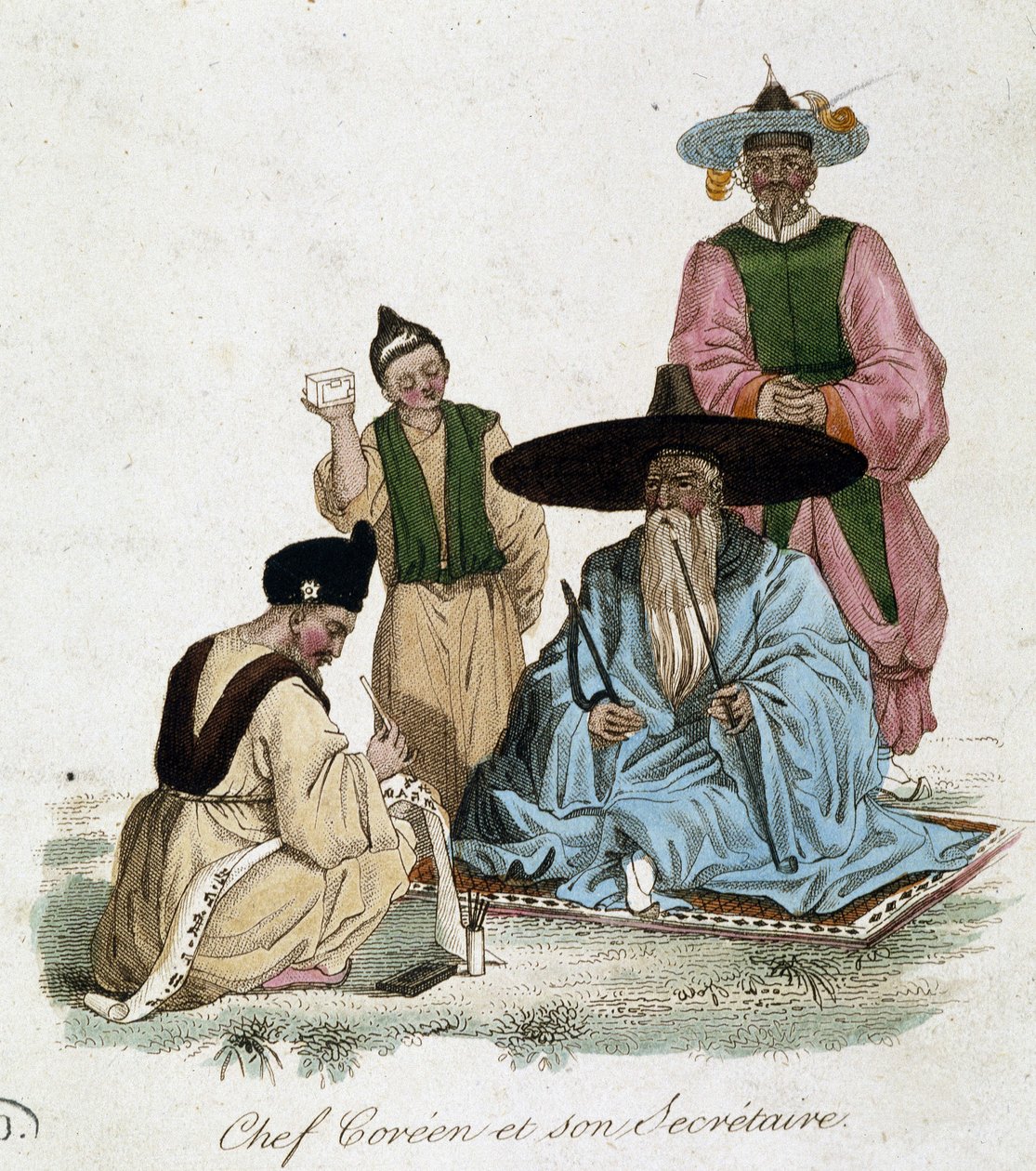 Coreen şef ve sekreteri - gravür by French School