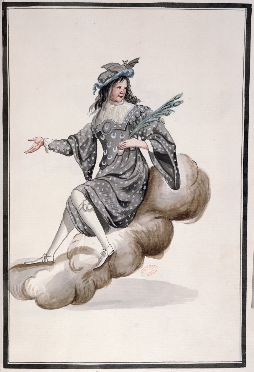 Jean-Baptiste Lully (1632-87) tarafından Louis XIV tarafından dansı yapılan Ballet de la Nuit için Gece Kostümü, 23 Şubat 1653 (kağıt üzerinde wc) by French School