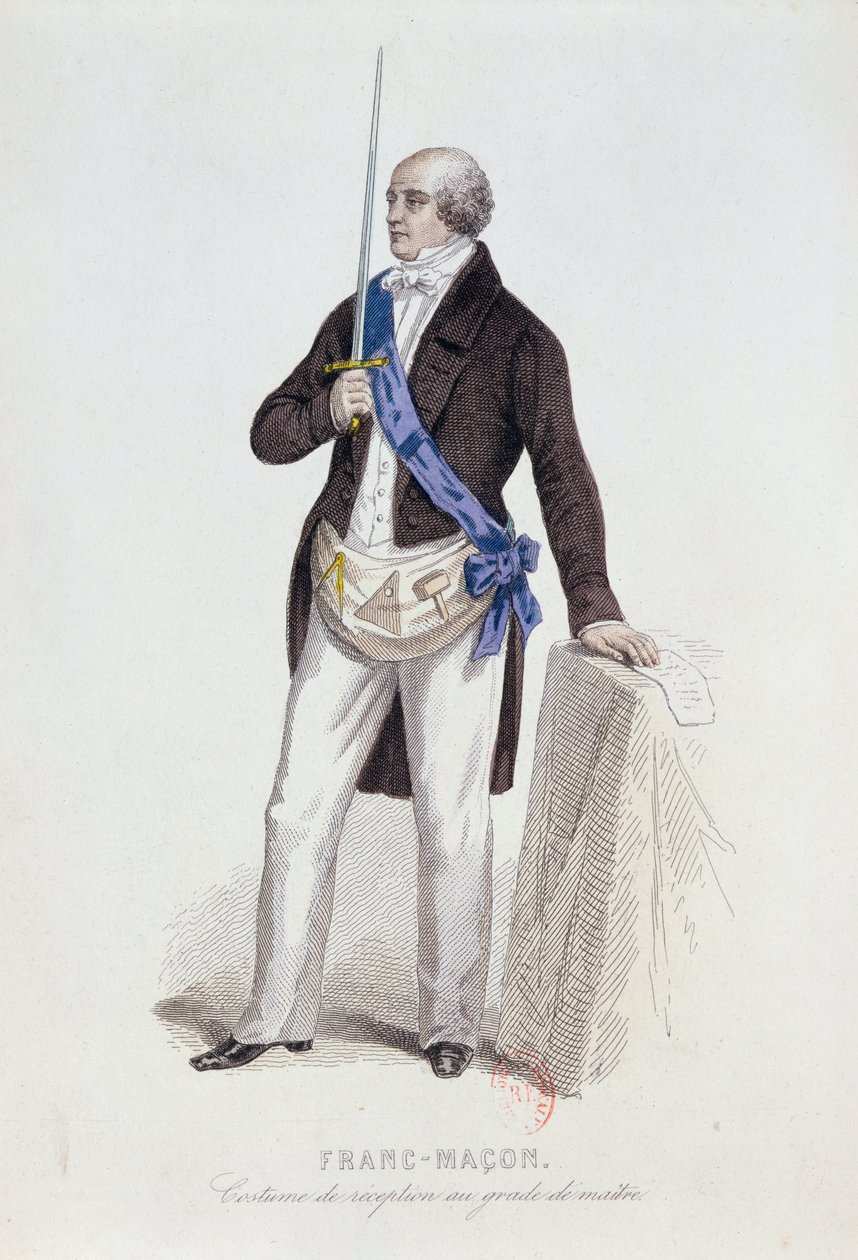 Master derecesine kabulü için bir Mason kostümü, c.1848 by French School