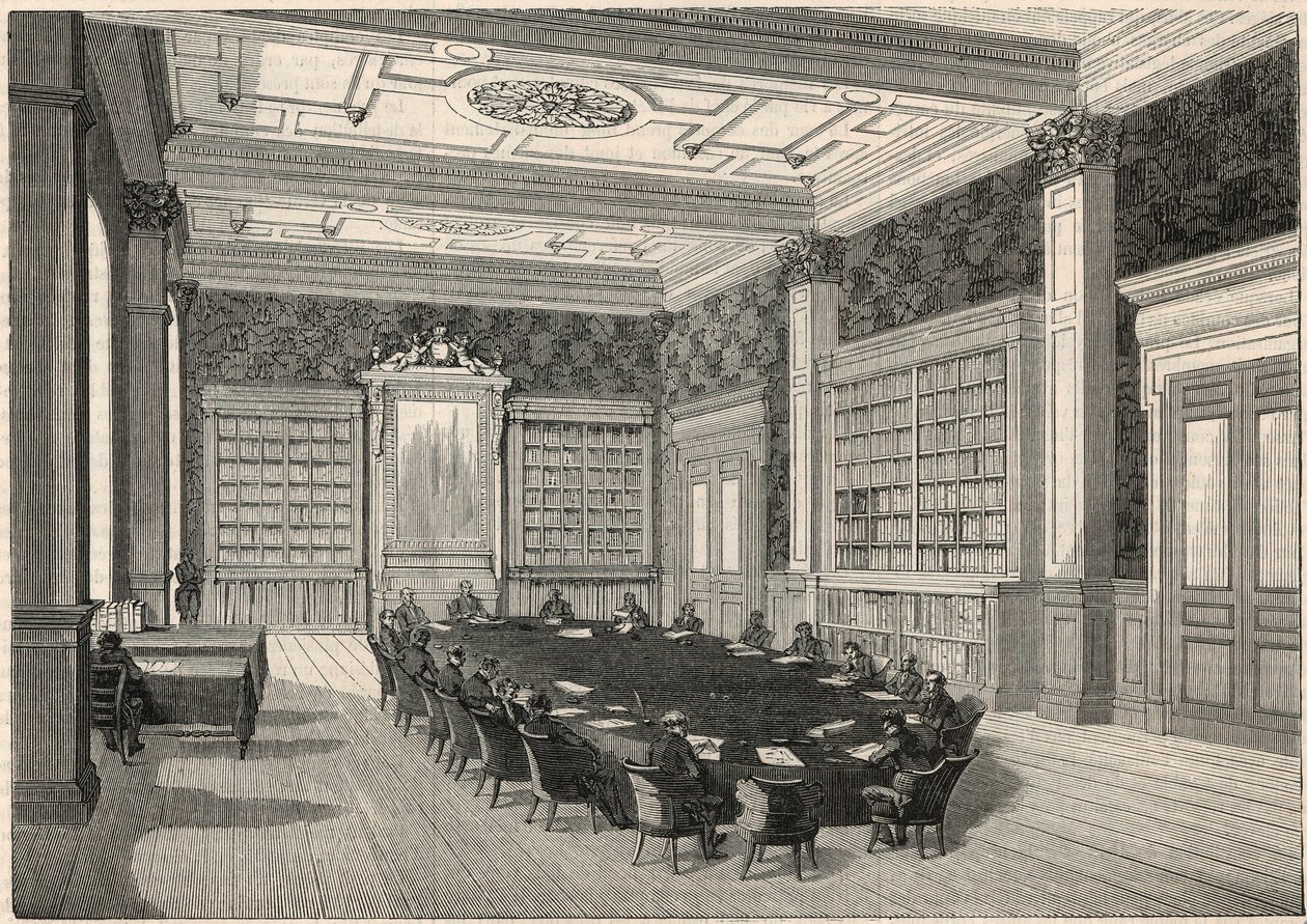 Sayıştay - kütüphane ve meclis odası - Edmond Texier 1852 tarafından “Tableau-de-Paris” de gravür by French School