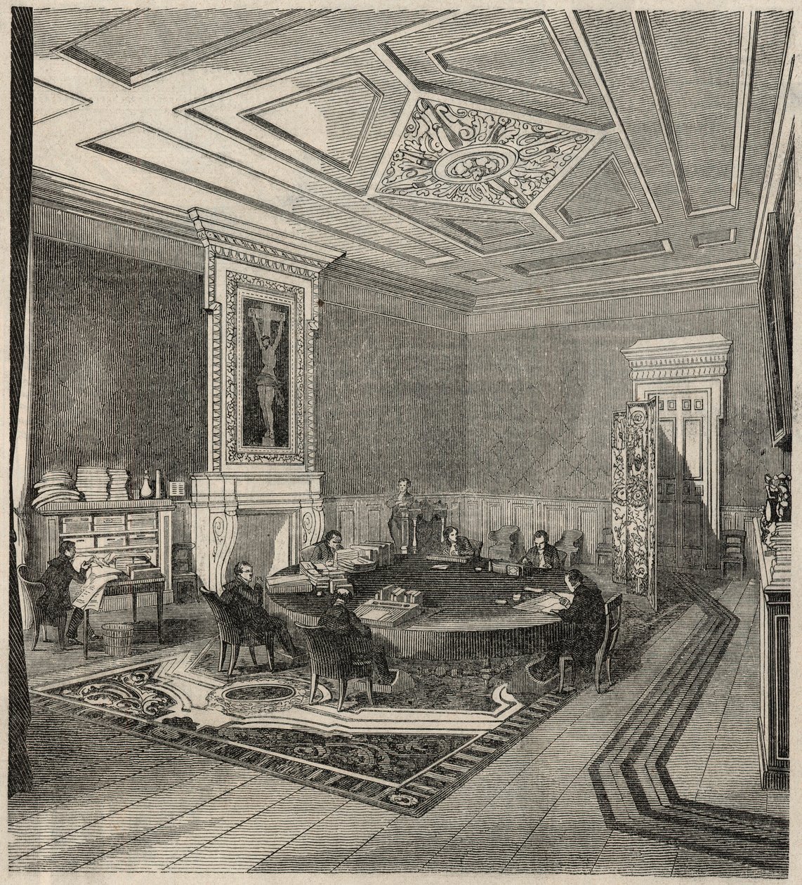 Sayıştay - komite odası - Edmond Texier tarafından “Tableau-de-Paris”te Gravür 1852 by French School