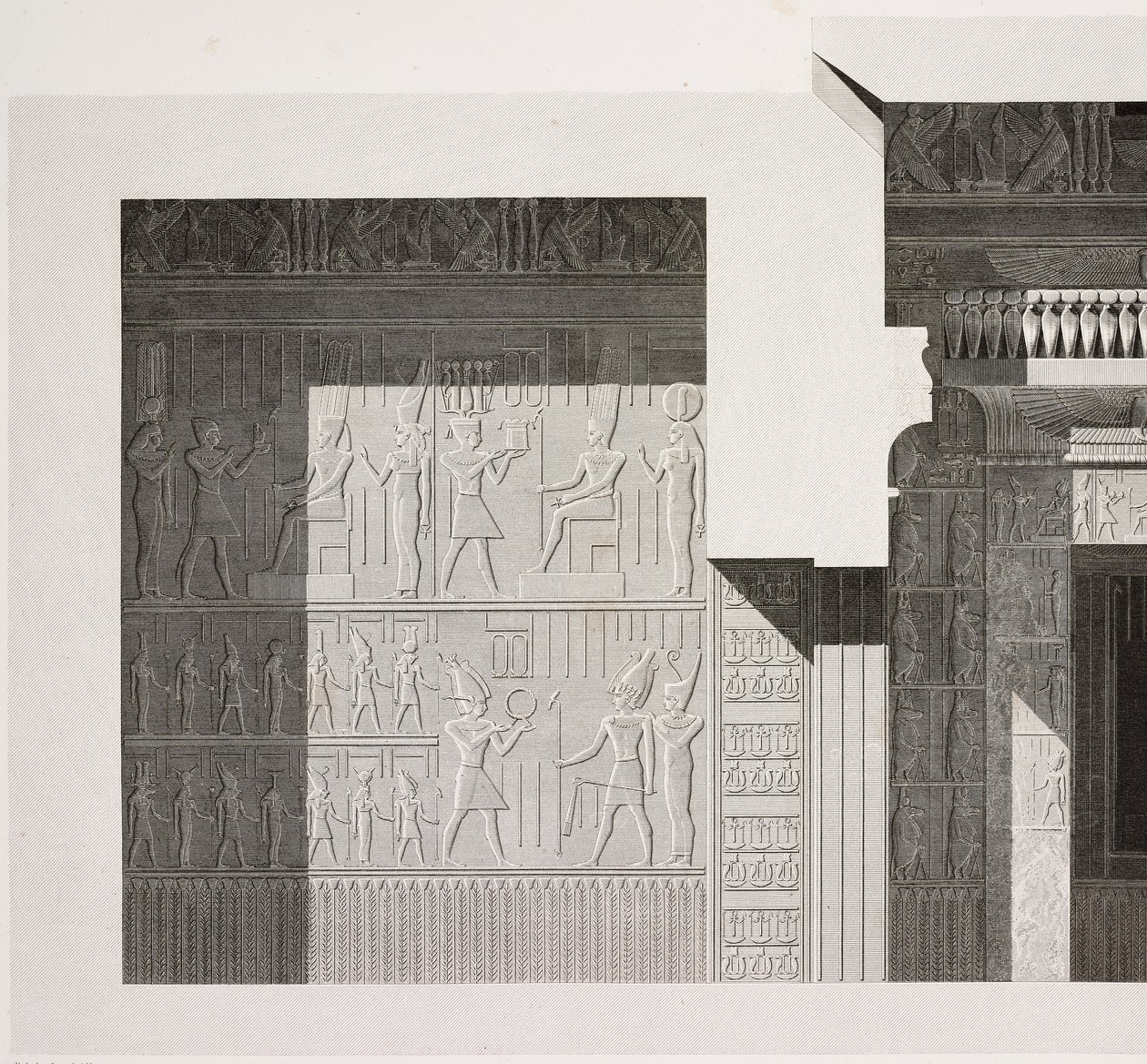Küçük Güney Tapınağı kesiti, detay, Karnak Tapınak Kompleksi, Teb, Luksor, Mısır by French School