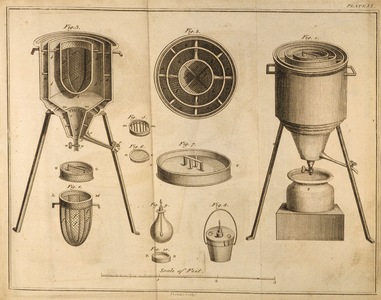 Bilimsel ekipmanın kesiti, Antoine Laurent de Lavoisier (1743-94) tarafından yazılan The Elements of Chemistry