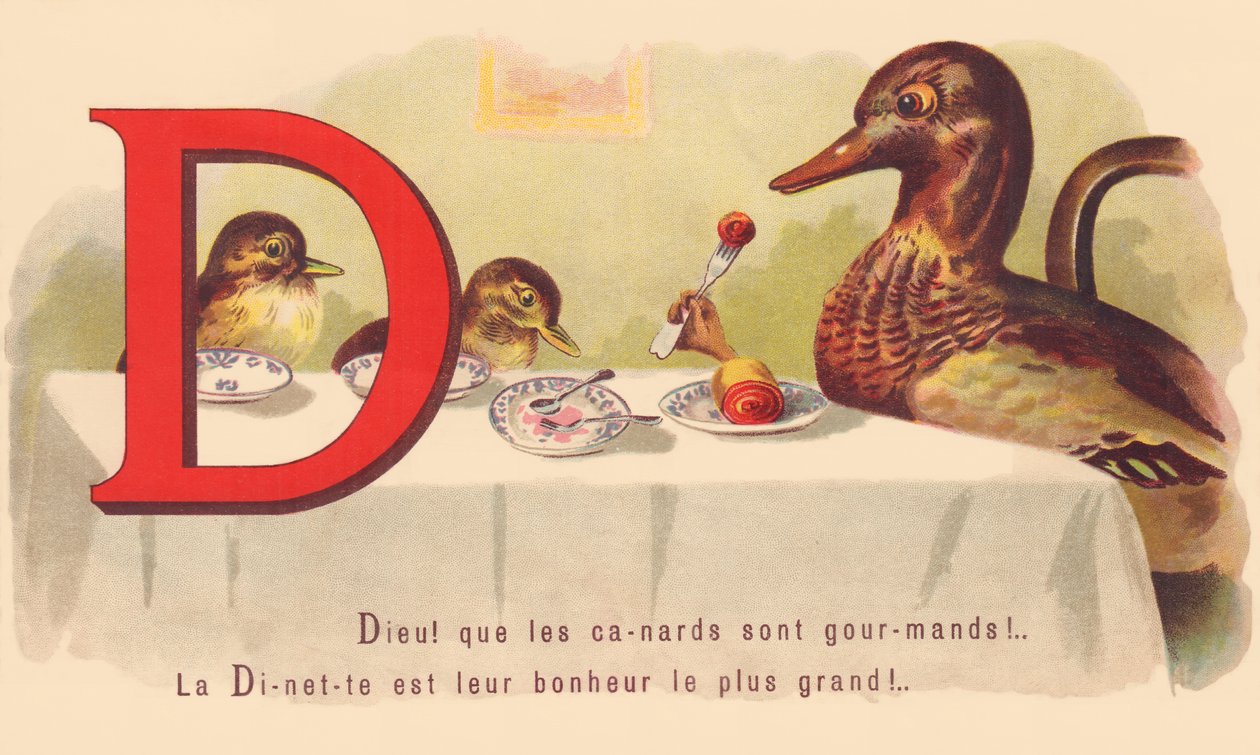 D: Tanrım! bu ördekler açgözlü! Dinette onların en büyük mutluluğu! by French School