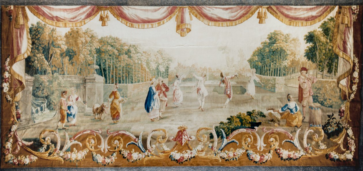 Bir Parkta Dans, Aubusson Goblen Atölyesi, c.1782 (yün ve ipek) by French School