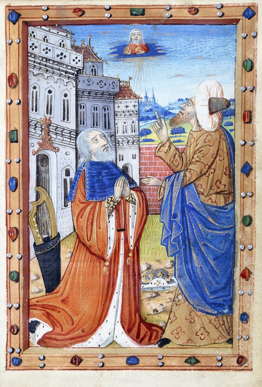 Davut Peygamber Nathan ile Namazda, 15. yüzyıl by French School
