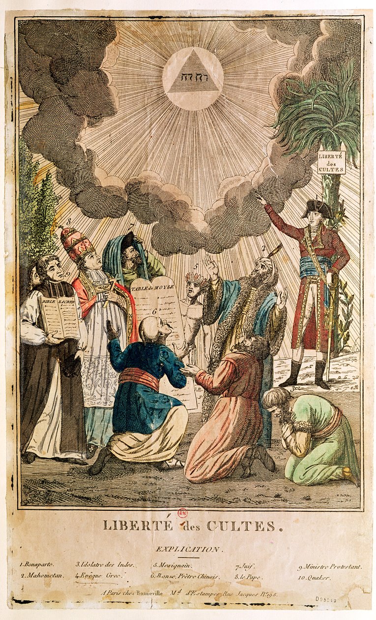 İbadet Özgürlüğünü Teşvik Eden Kararname, Kasım 1799 (renkli gravür) by French School