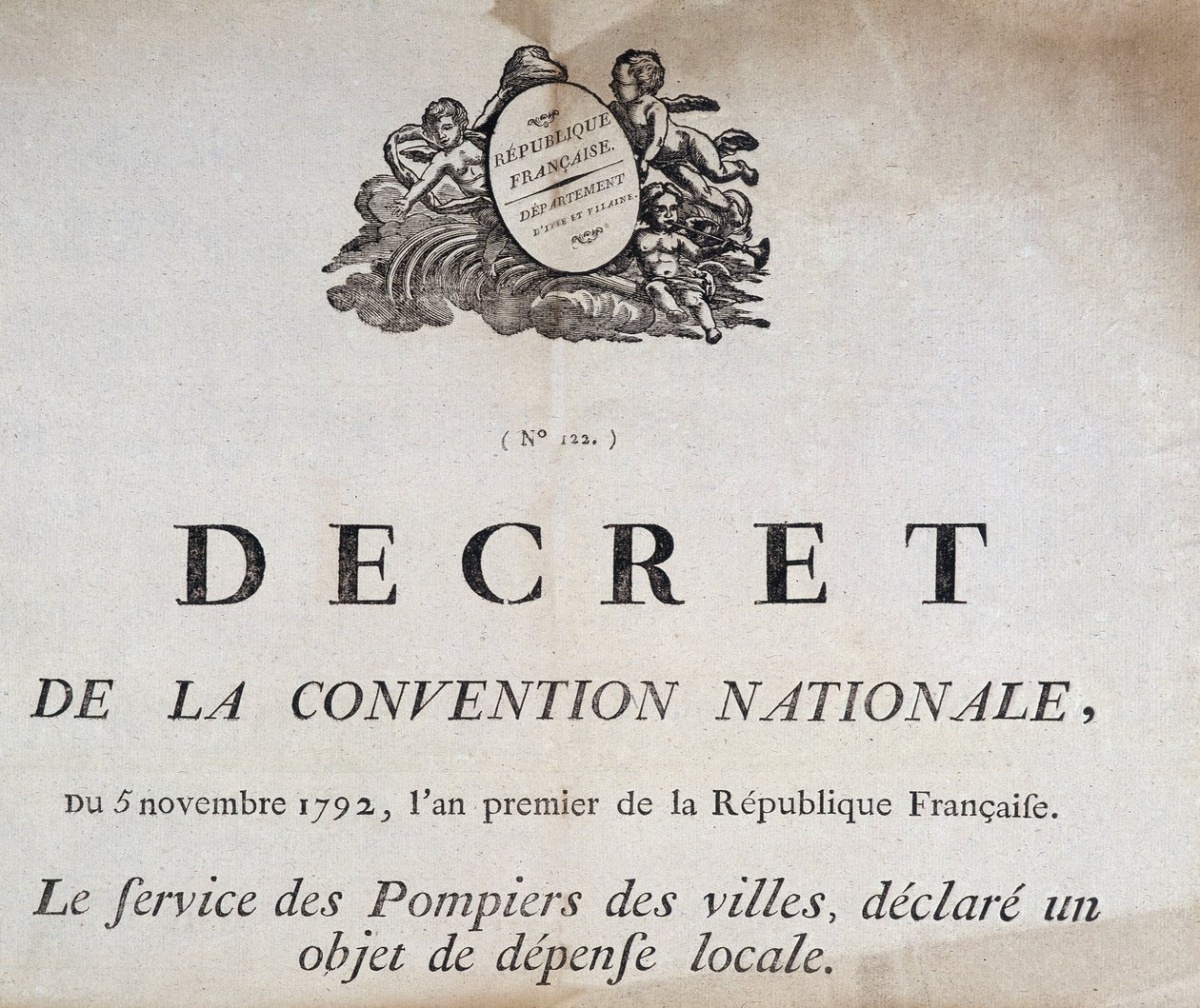 Şehir itfaiyecilerine ilişkin 5 Kasım 1792 tarihli Ulusal Sözleşme Kararnamesi by French School