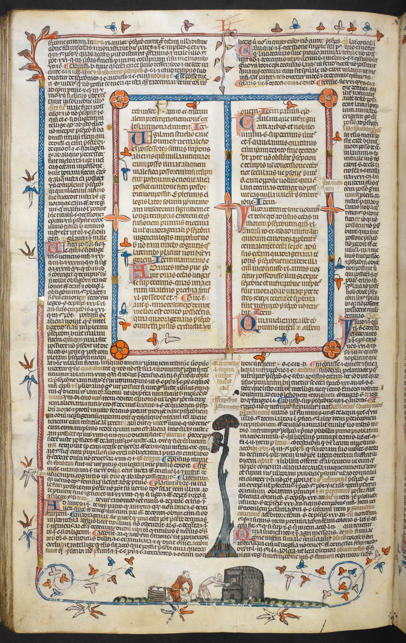 Parma Bernard'ın parlaklığıyla Gregory IX Kararnameleri ("Smithfield Kararnameleri"), MS Royal MS 10 E IV, f.145v, c.1300-40 (parşömen üzerine mürekkep) by French School