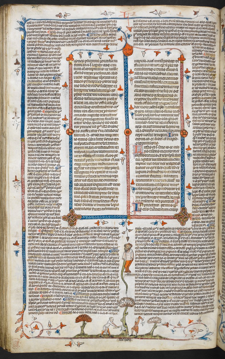 Parma'lı Bernard'ın parlaklığıyla birlikte Gregory IX Kararnameleri ("Smithfield Kararnameleri"), MS Royal MS 10 E IV, f.100v, c.1300-40 (parşömen üzerine mürekkep) by French School