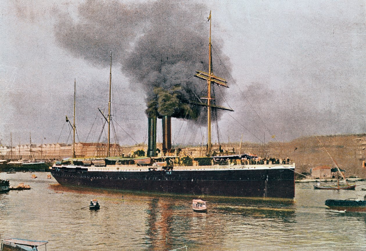 Bir Messageries Maritimes gemisinin Marsilya'dan ayrılışı, 20. yüzyılın başlarında by French School