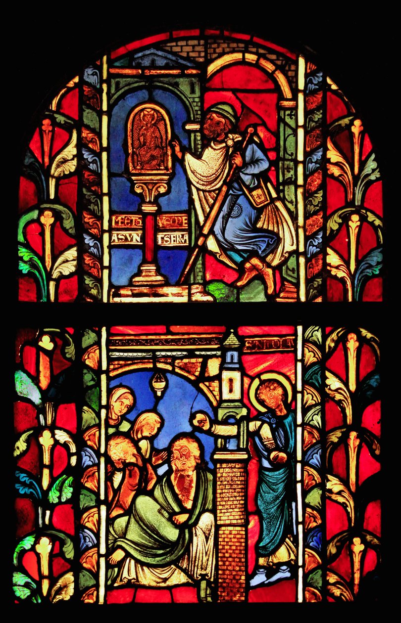 St Nicholas penceresini tasvir etmek (eski Troyes Katedrali) by French School