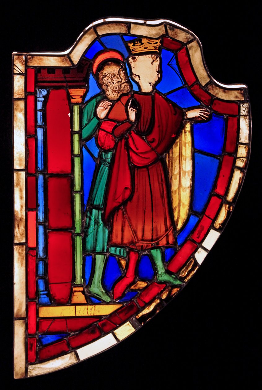 İki kişiyi tasvir eden eski Ste Chapelle (C Körfezi, Esther penceresi) by French School