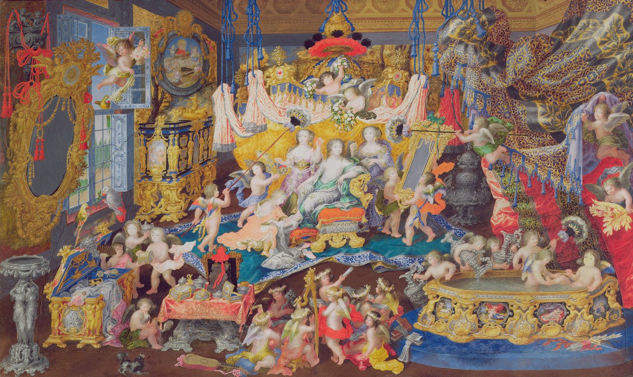 Bir Fan için Tasarım, muhtemelen Madame de Montespan için (gemide wc) by French School
