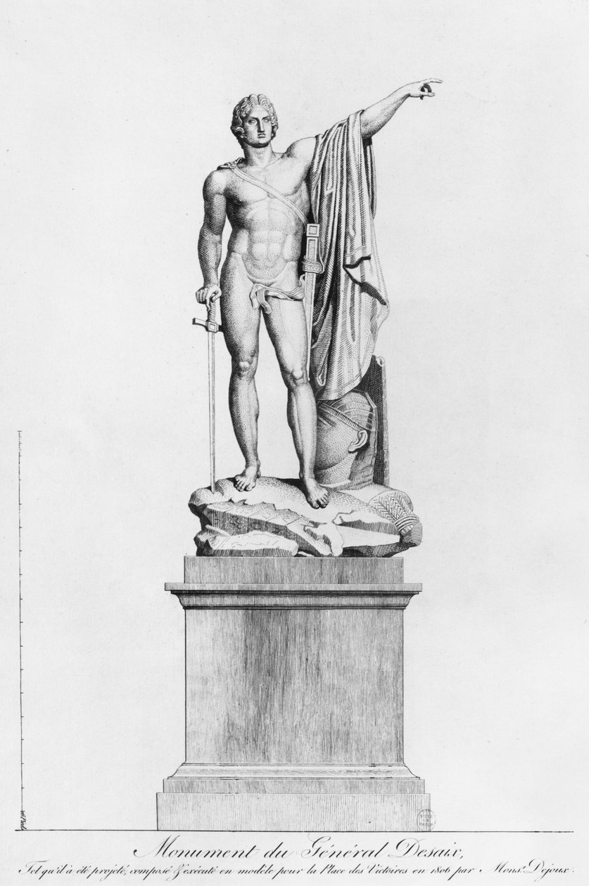 Heykeltıraş Claude Dejoux tarafından General Desaix de Veygoux Anıtı için Tasarım, Place des Victoires, Paris, 1806 by French School