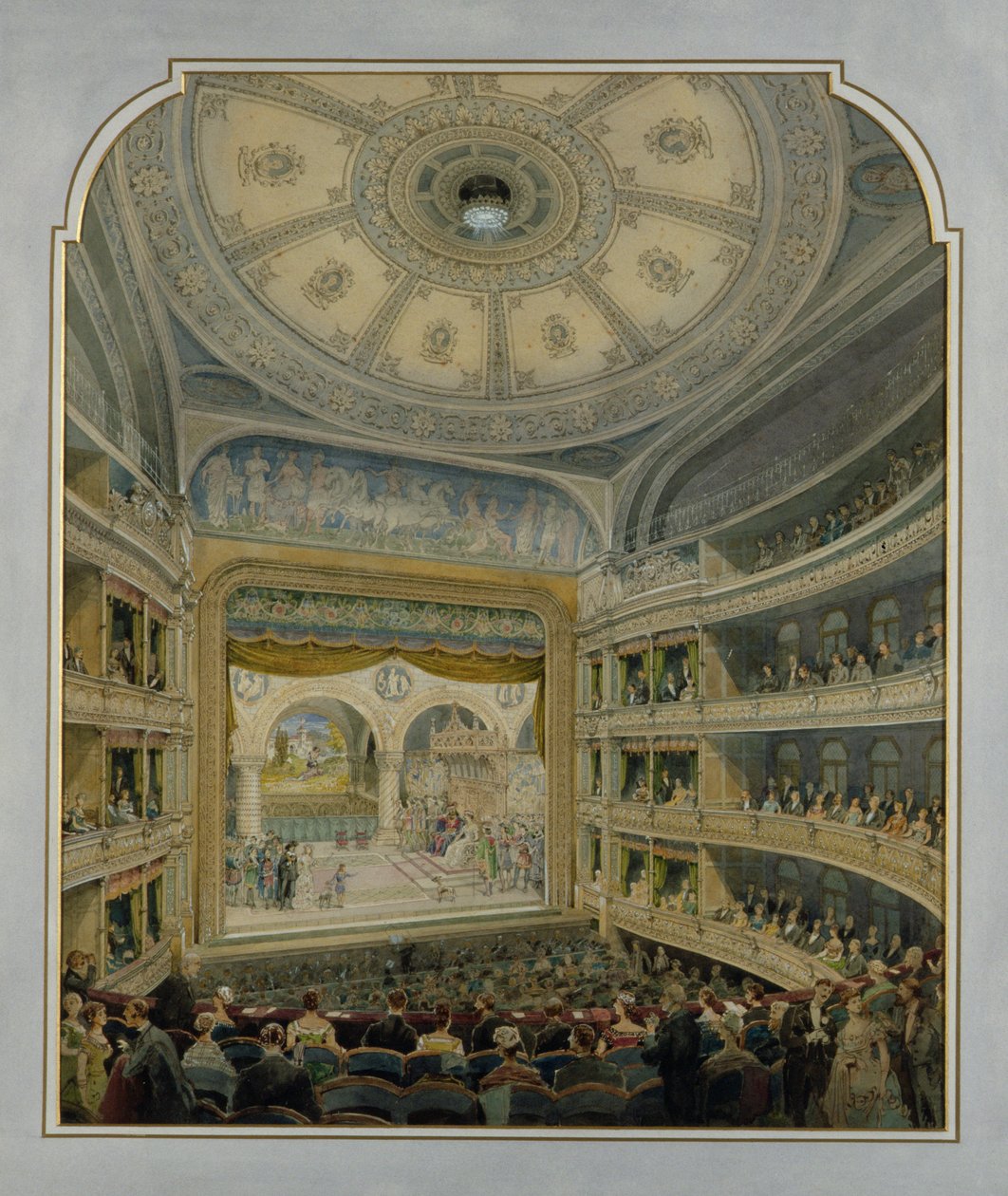 Tiyatro Tasarımı, c.1860 (kağıt üzerinde wc) by French School