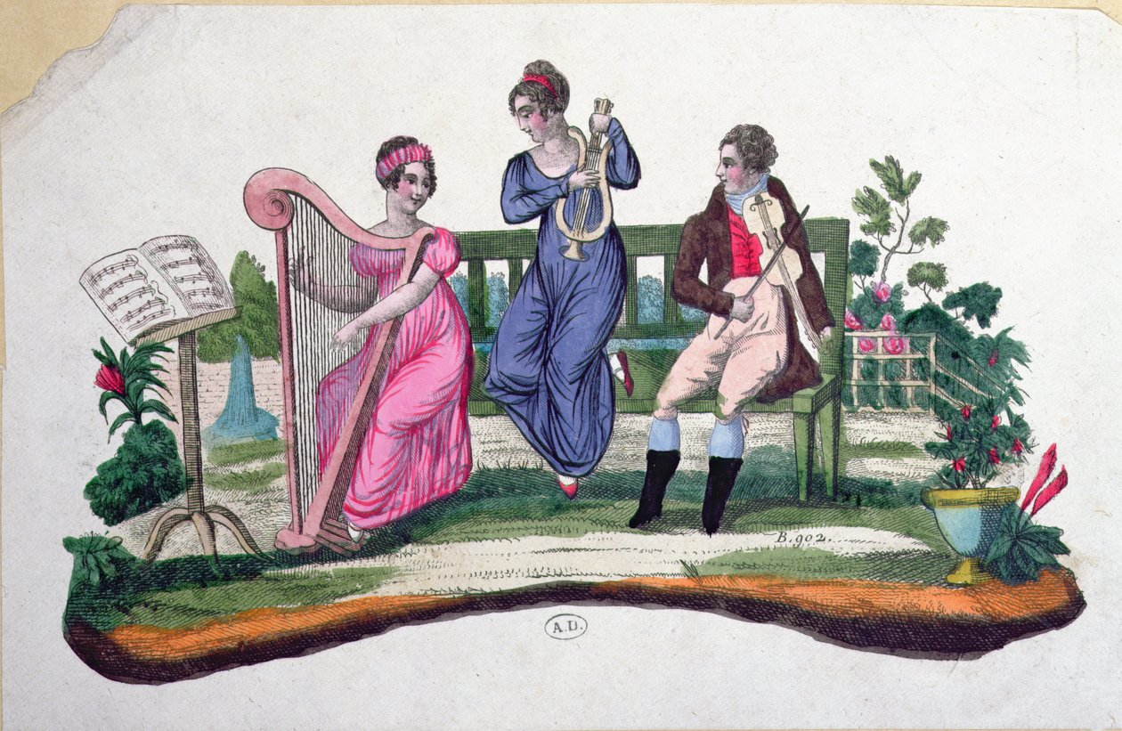 Bir açık hava konserini betimleyen bir hayran için tasarım, c.1830 by French School
