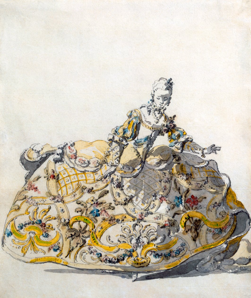 Bir bayan elbisesi için tasarım, 1780