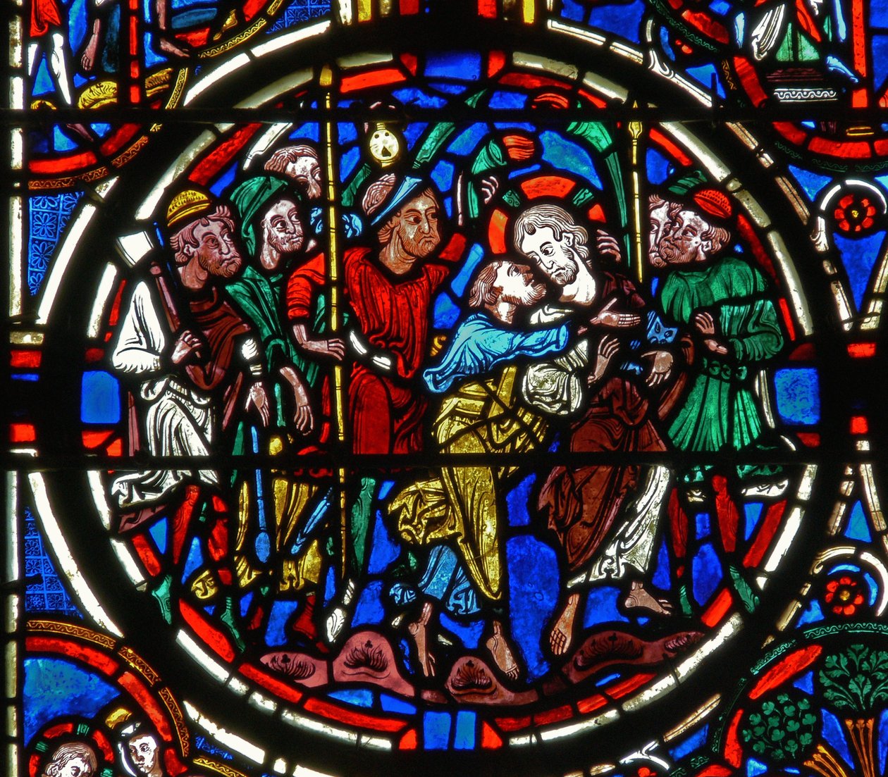 Tutku: Judas ihanetini tasvir eden bir pencereden detay by French School