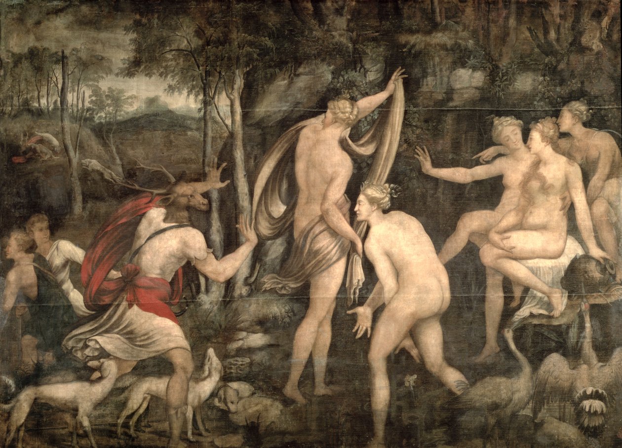 Diana ve Actaeon, Fontainebleau Okulu, 16. yüzyıl ortası by French School