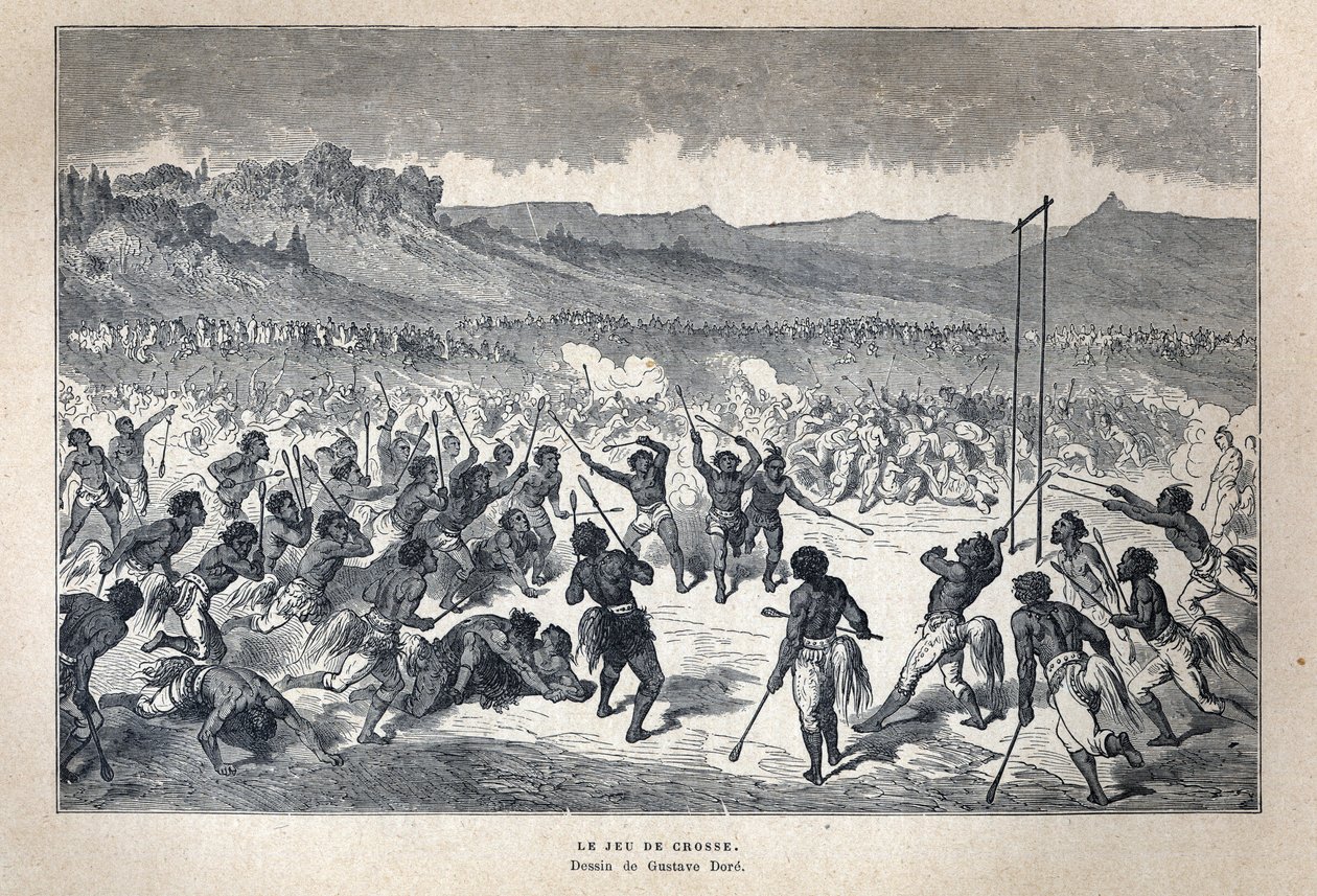 Keşfedilen Kanada: Spor. Amerikan Kızılderili lakros oyunu. Gustave Dore