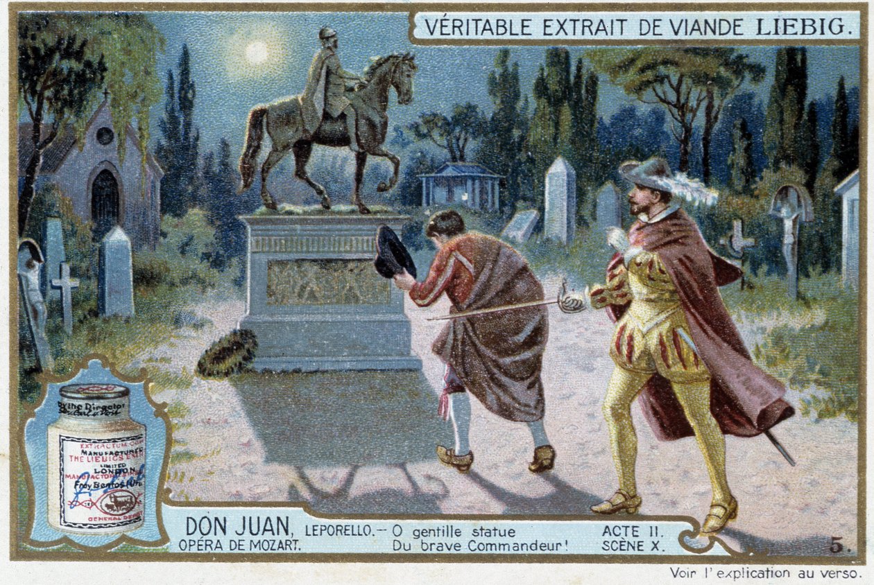 Don Juan: II. Perde, X Sahnesi, Don Juan mezarlıkta ve Komutan heykeli - chromo Liebig by French School
