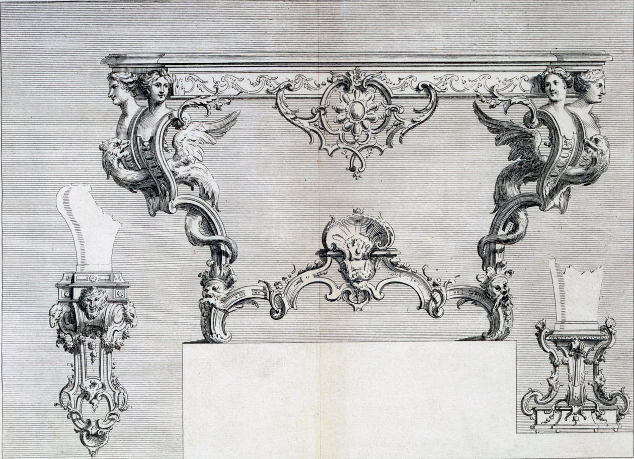 Duhamel tarafından bir araya getirilen Neo-klasik metal işçiliği tasarımlarından oluşan bir model kitabından rokoko ve klasik unsurlara sahip çift dallı şamdan, c.1770s-80s by French School