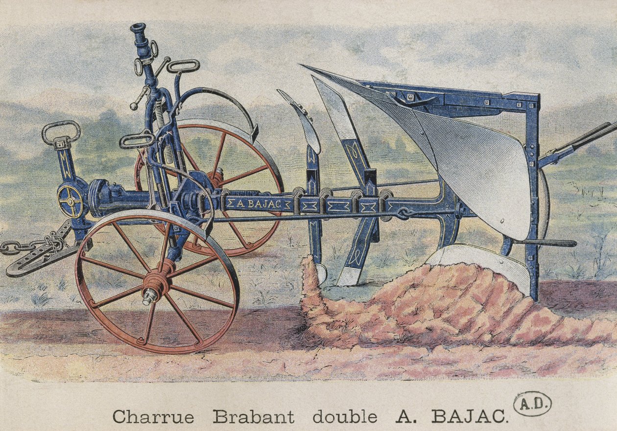 Antoine Bajac tarafından icat edilen çift pulluk Brabant, c.1900 by French School