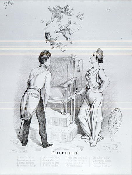 Elektrik, 1848 devriminin karikatürü by French School