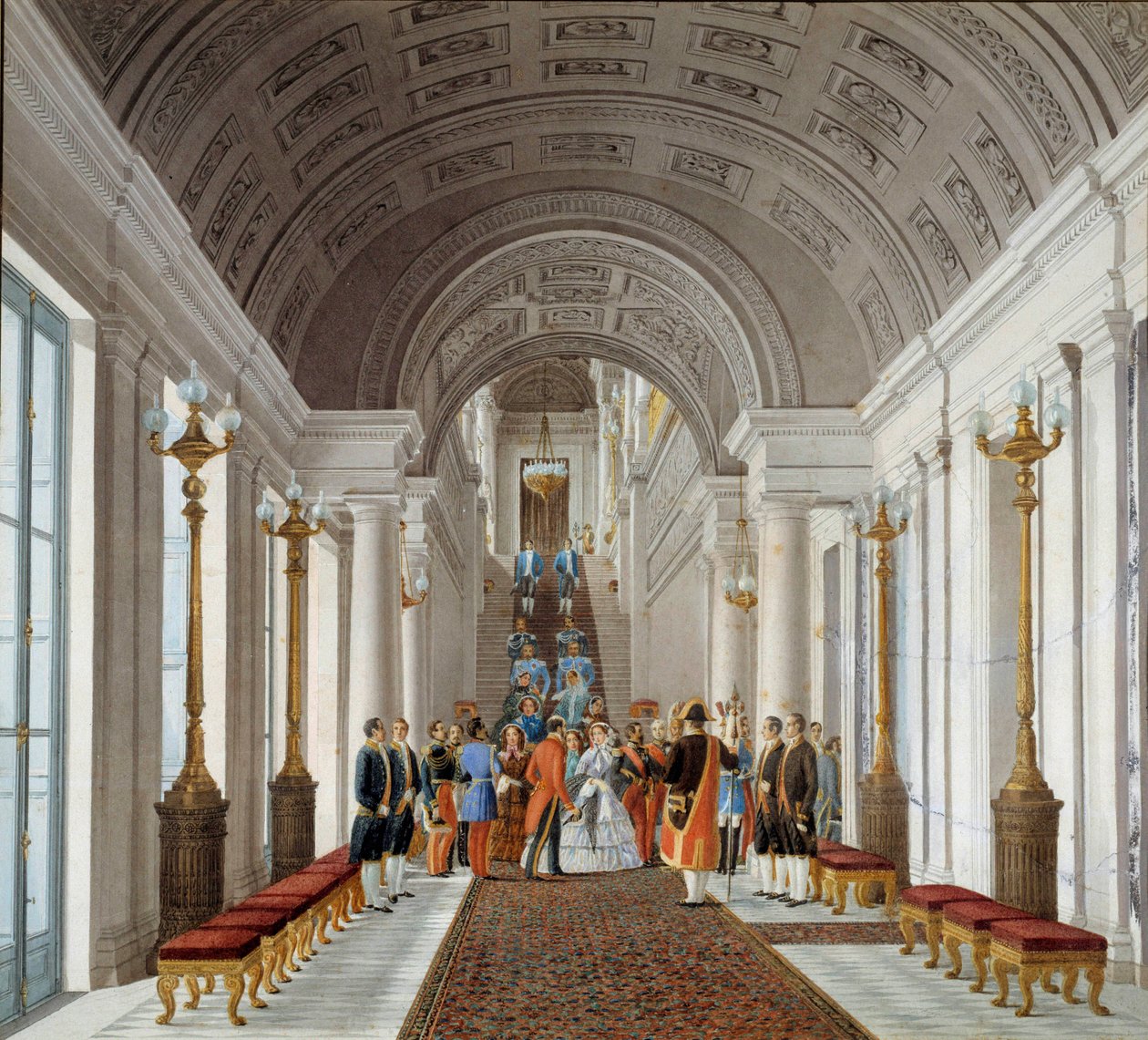 İmparator Napolyon III (1808-1873) ve Impress Eugenie (1826-1920) Tuileries Anonim tablosunda 1860 civarında. Paris, dekoratif sanatlar by French School