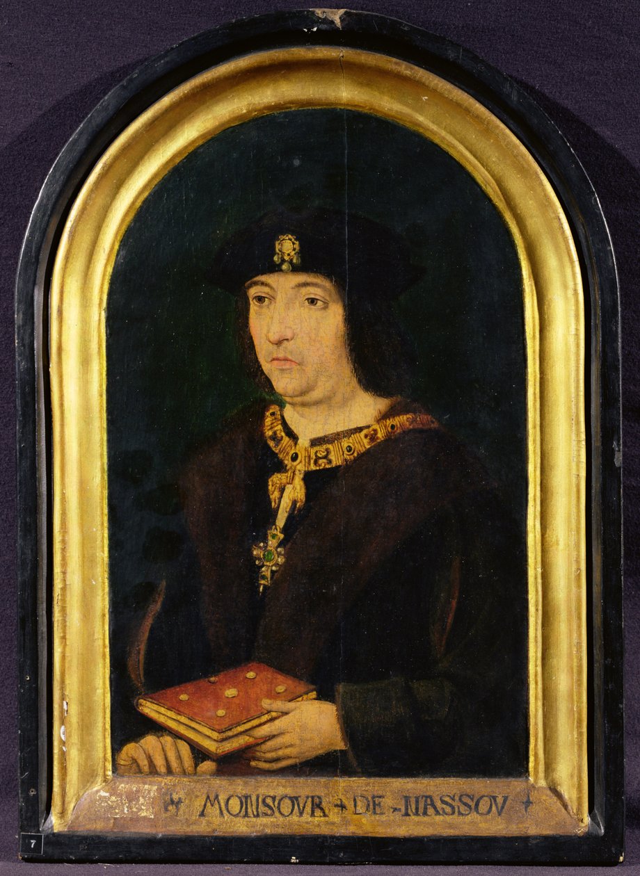 Englebert II ("Monsour de Nassou" yazılı) c.1499-1531 (panelde yağlı boya) by French School