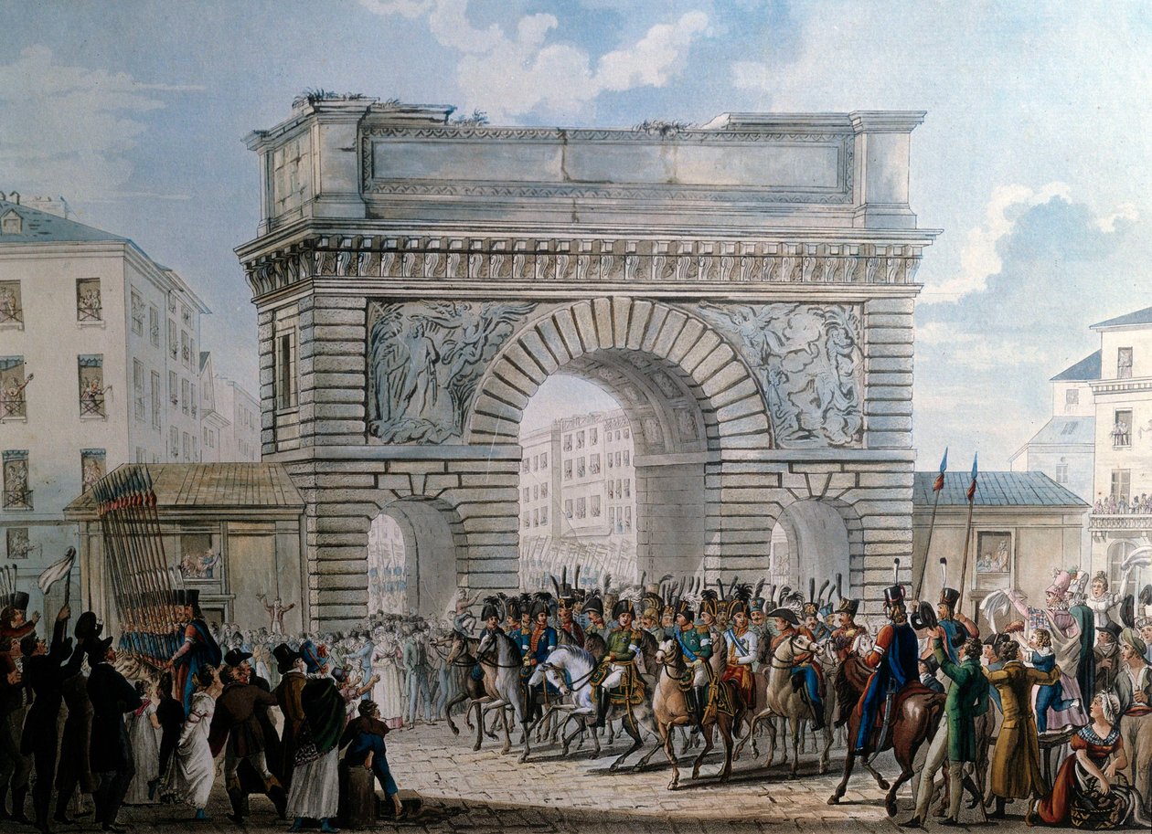 03/31/1814 Kral Louis XVIII (1755-1824) geçit töreninde Porte Saint Martin tarafından Paris