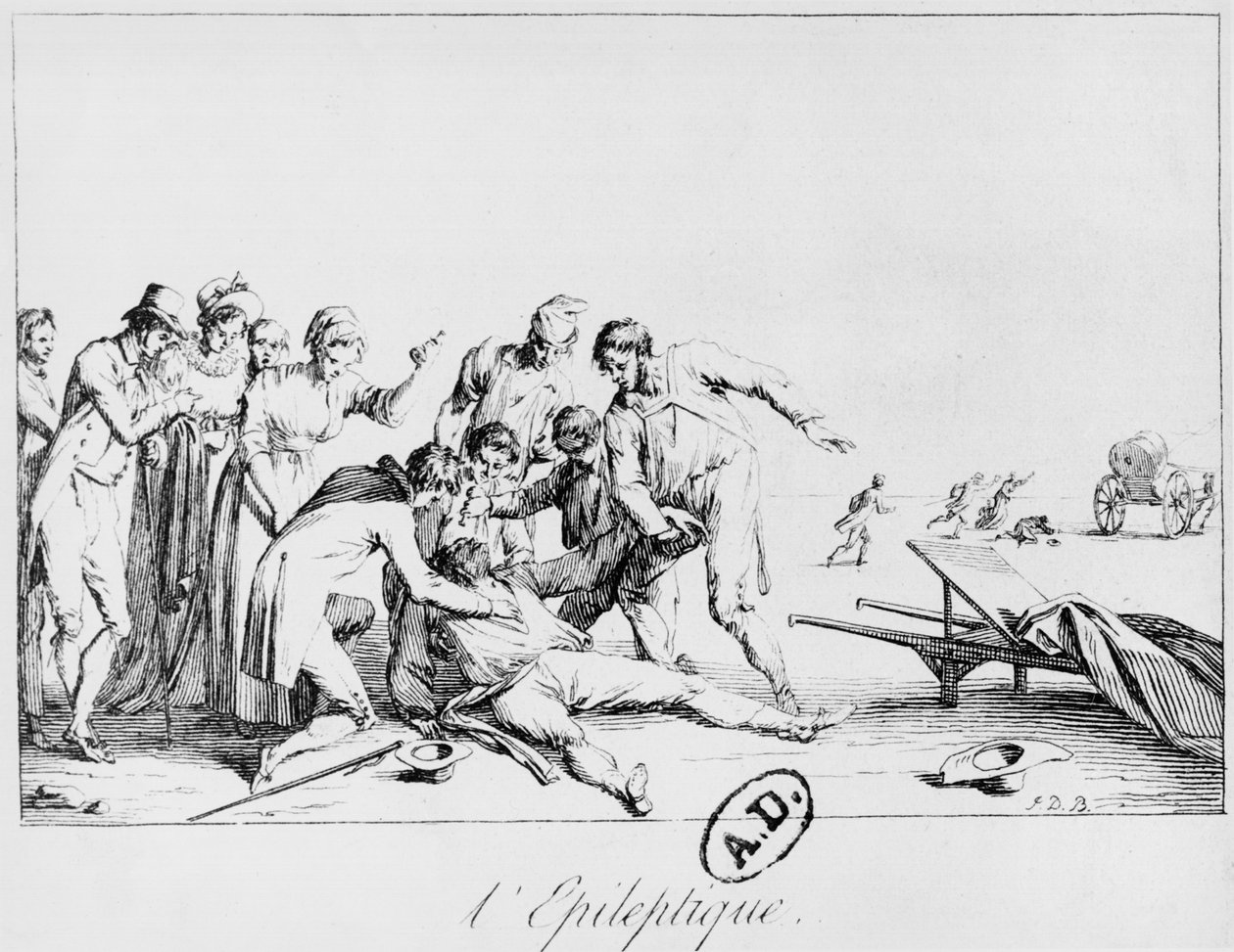 Sokakta epileptik atak, 1800 dolayları by French School