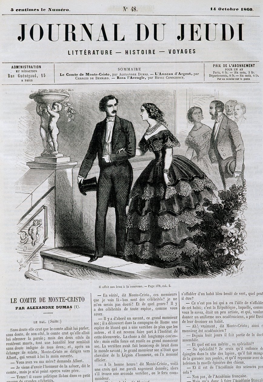 Monte Cristo Kontu (Monte Cristo) roman serisinin bölümü - 14/10/1860 tarihli “Le Journal du Jeudi”de by French School