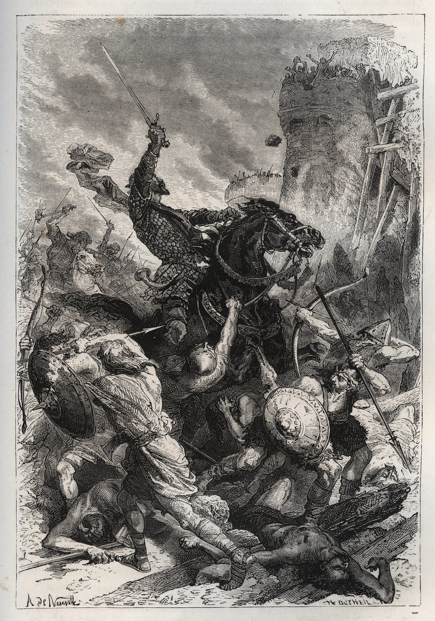 Frankların kralı Eudes (Odon) (860-898), Normanlara karşı savaşa öncülük ediyor ve Paris