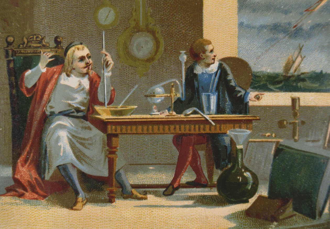 Evangelista Torricelli (1608-47), termometre barometresinin mucidi by French School