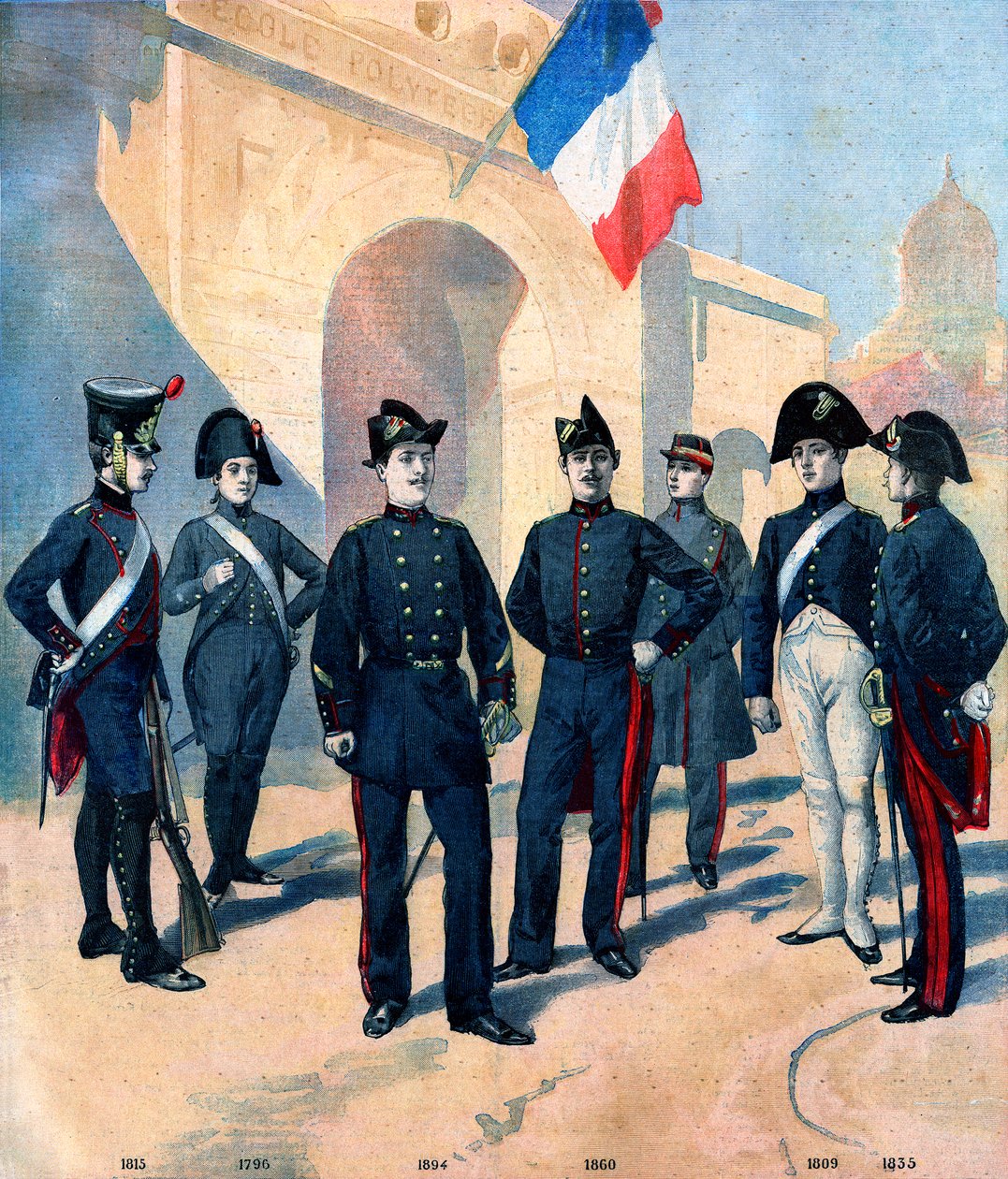 Ecole Polytechnique de Paris öğrencilerinin üniformalarının ve çift boynuzlarının 1796 ve 1894 yılları arasındaki evrimi by French School