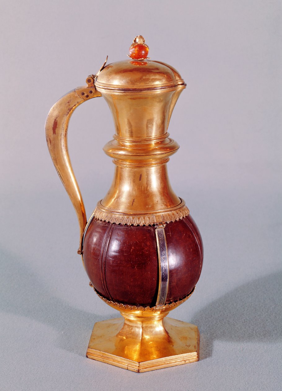 Maubuisson Manastırı Hazinesinden Ewer (hindistan cevizi ve gümüş yaldızlı) by French School